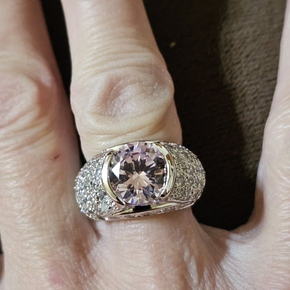 Victoria Wieck Pink Sapphire & Diamond Simulant Sterling Silver Ring Sz 6. - Picture 7 of 11